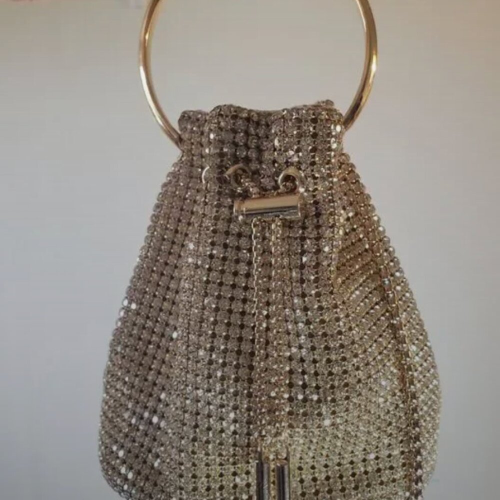Madison West Gold and Rhinestone Evening Bag